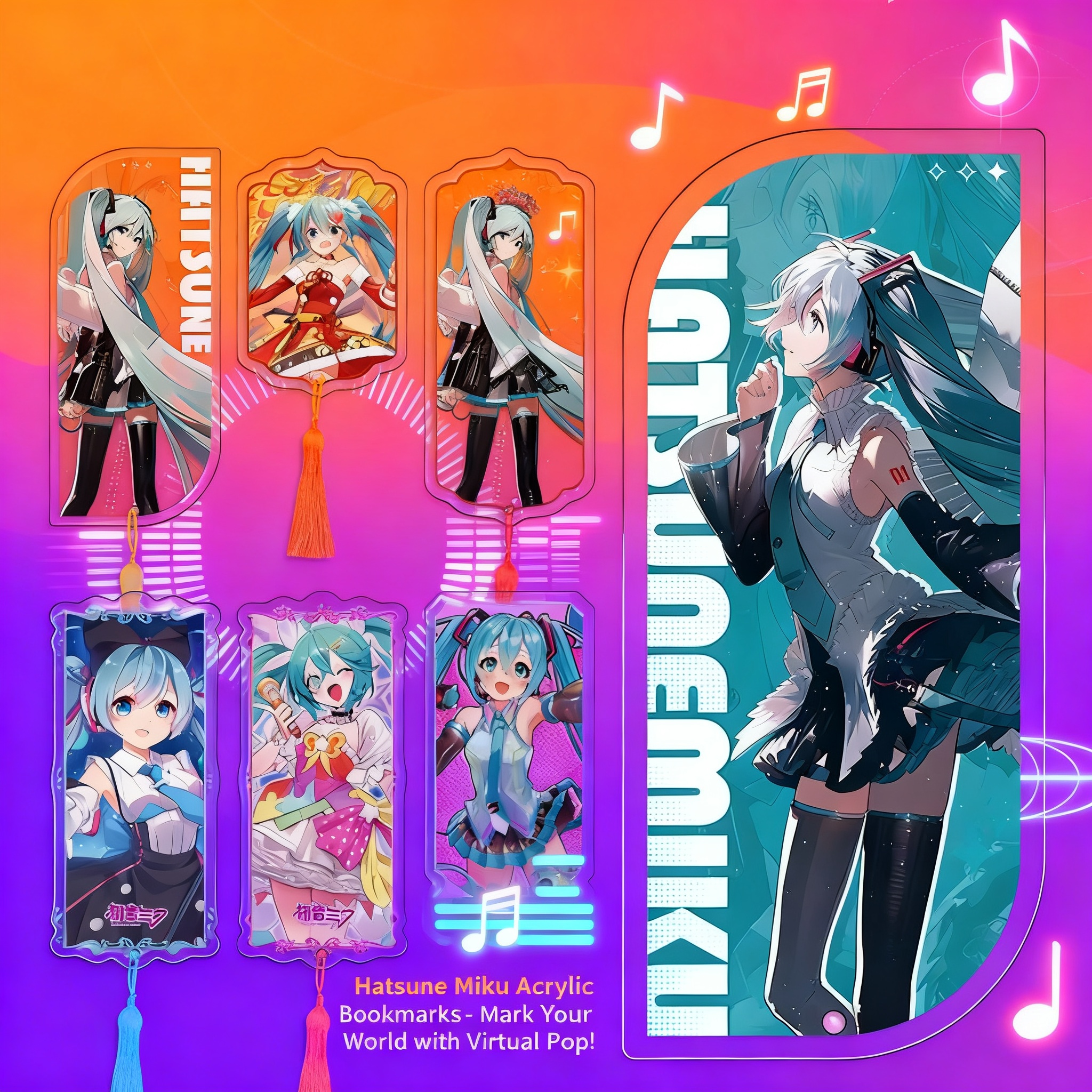 Original Anime Merchandise - Hatsune Miku Ancient Style Acrylic Bookmark