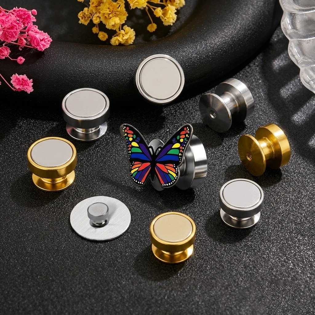 Pin Button Badge - 10Pcs/Lot Magnetic Clasps and Non-Magnetic Pin
